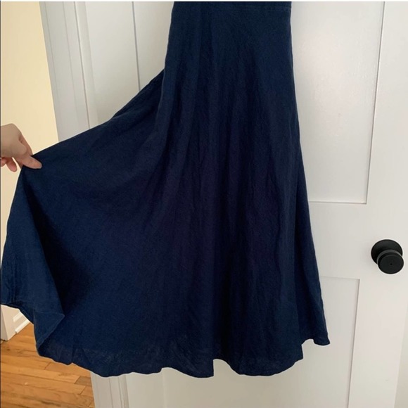 New Ralph Lauren Maxi Linen Navy Long Dress - Picture 5 of 16